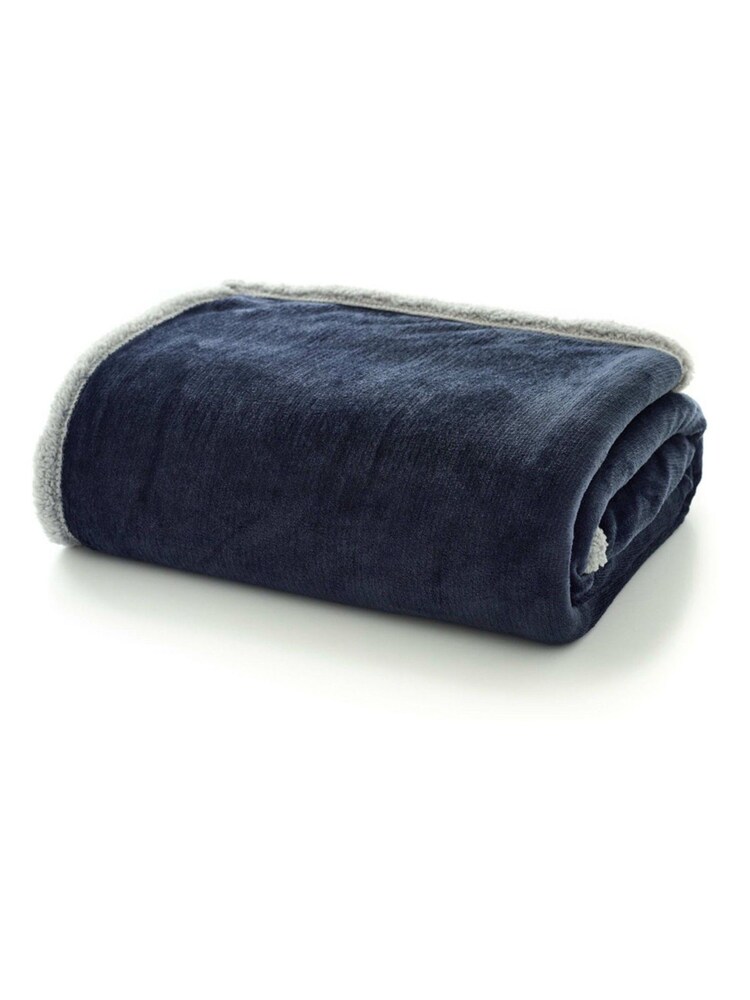 Deyongs Navy Hazelwood Sherpa Reverse Throw - Image 2 of 2 Deyongs Navy Hazelwood Sherpa Reverse Throw - Image 2 of 2