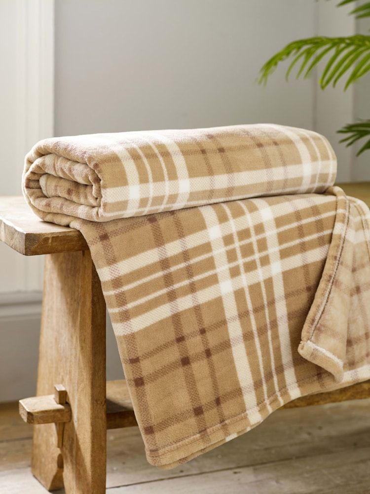 Deyongs Umber Snuggle Check Fleece Throw - Image 1 of 2 Deyongs Umber Snuggle Check Fleece Throw - Image 1 of 2