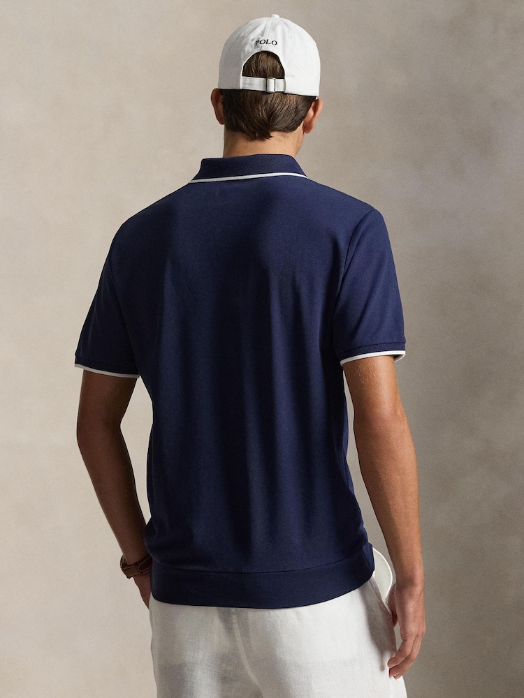 Polo Ralph Lauren Blue Short Sleeve Zip Polo Shirt - Image 2 of 3