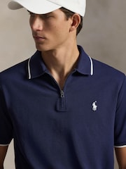Polo Ralph Lauren Blue Short Sleeve Zip Polo Shirt - Image 3 of 3
