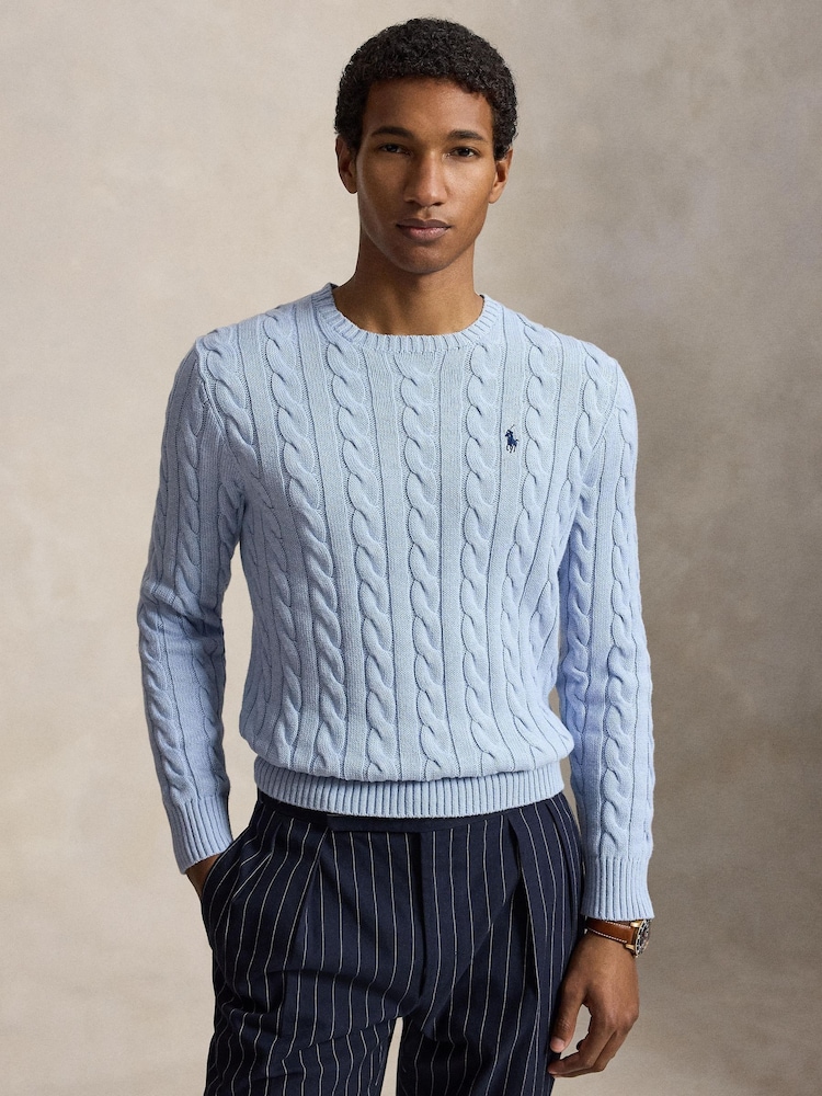 Polo Ralph Lauren Blue Cable Knit Jumper - Image 1 of 5