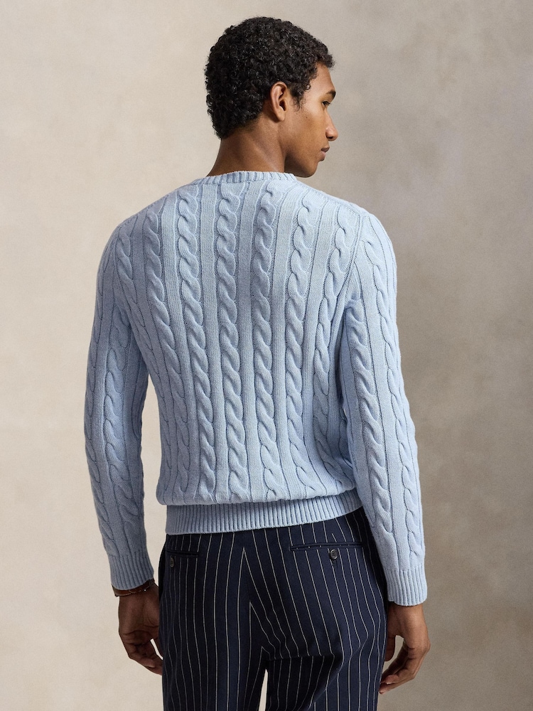 Polo Ralph Lauren Blue Cable Knit Jumper - Image 2 of 5