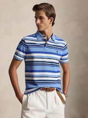 Polo Ralph Lauren Blue Striped Mesh Polo Shirt - Image 2 of 4