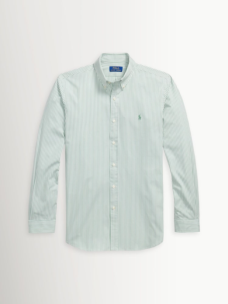 Polo Ralph Lauren Green Long Sleeve Stripe Poplin Shirt - Image 1 of 2