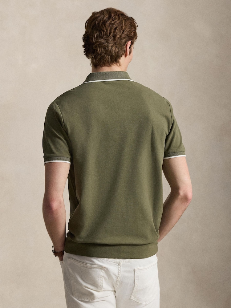 Polo Ralph Lauren Green Short Sleeve Zip Polo Shirt - Image 2 of 4
