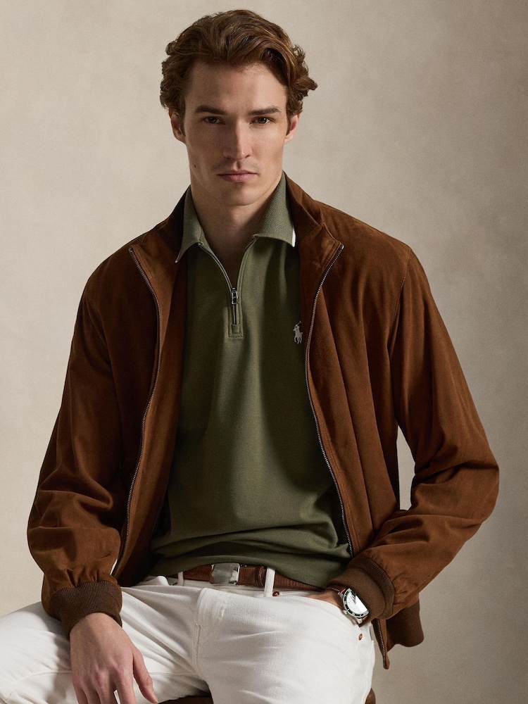 Polo Ralph Lauren Green Short Sleeve Zip Polo Shirt - Image 4 of 4