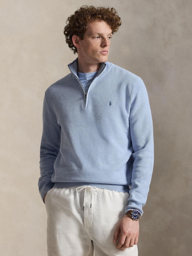 Polo Ralph Lauren Blue Half Zip Sweater - Image 1 of 5