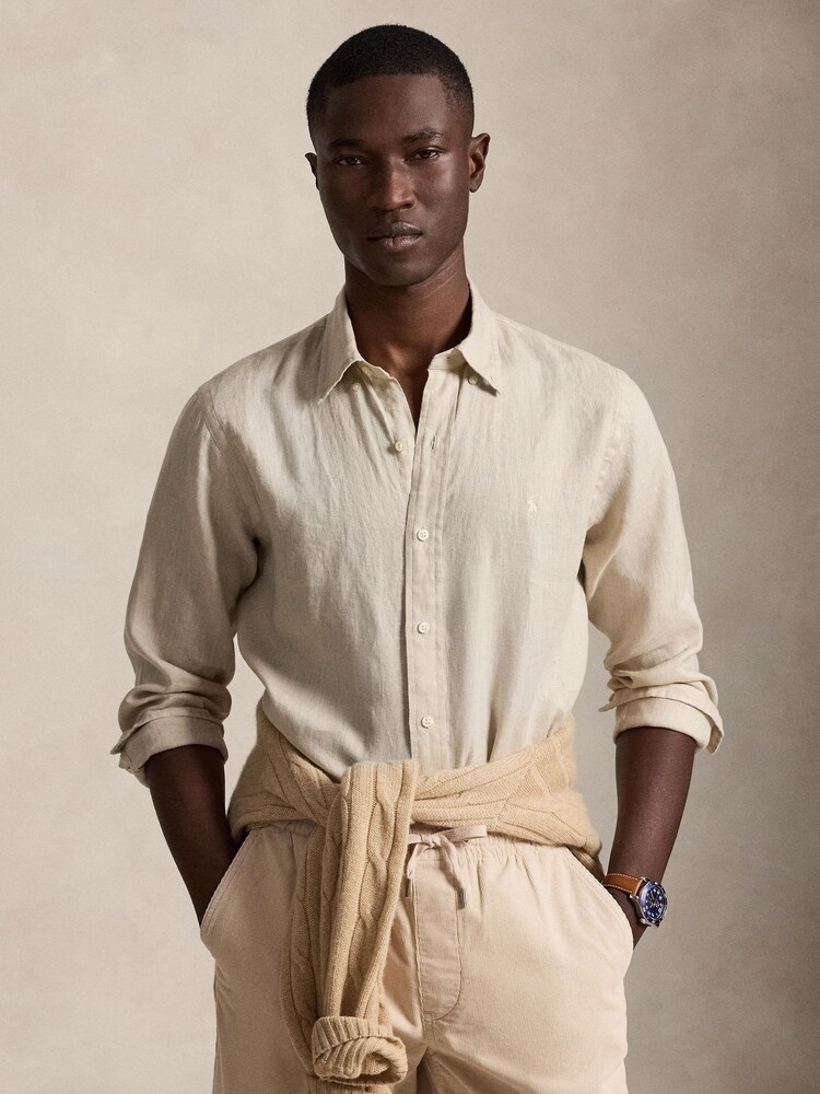 Polo Ralph Lauren Natural Long Sleeve Linen Shirt - Image 1 of 5