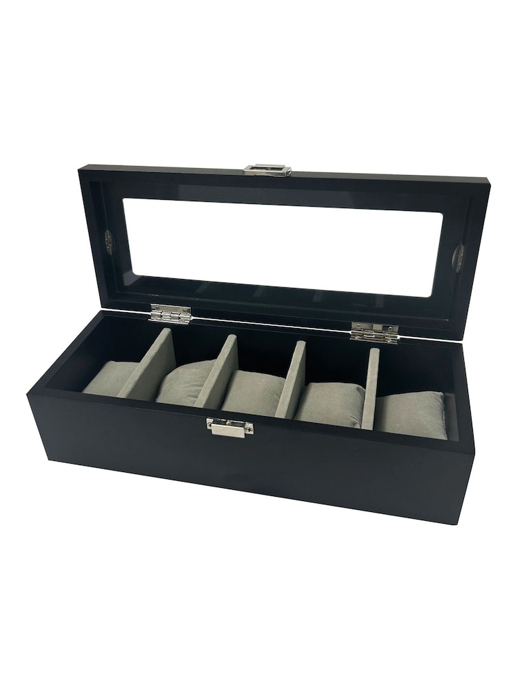 MenKind 5 Piece Black InGenious Watch Box Trendy Storage With Clear Lid - Image 2 of 5
