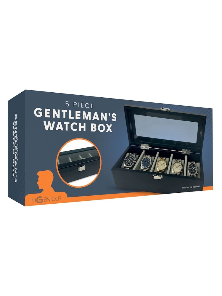 MenKind 5 Piece Black InGenious Watch Box Trendy Storage With Clear Lid - Image 5 of 5