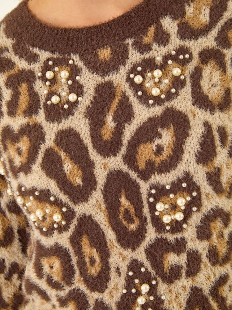 Roman Brown Pearly Animal Hotfix Knit Jumper - Image 5 of 5 Roman Brown Pearly Animal Hotfix Knit Jumper - Image 5 of 5