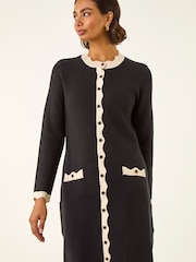Roman Black Scalloped Button Through Knit Dress - Image 1 of 5