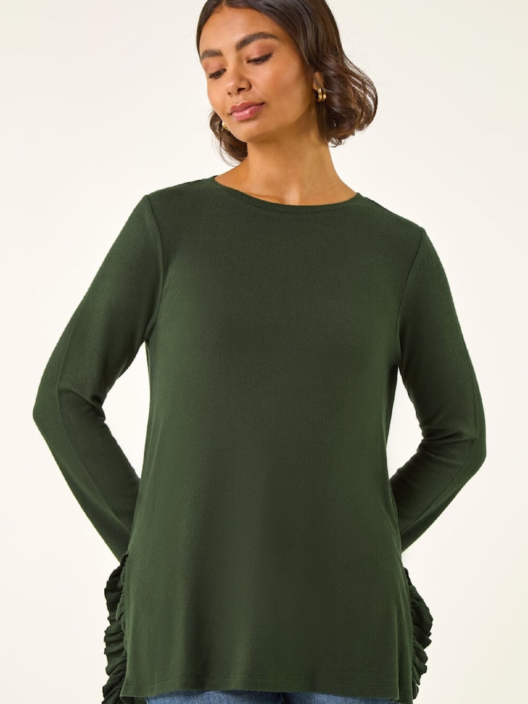 Roman Green Haze Soft Touch Side Ruffle Top - Image 1 of 5 Roman Green Haze Soft Touch Side Ruffle Top - Image 1 of 5