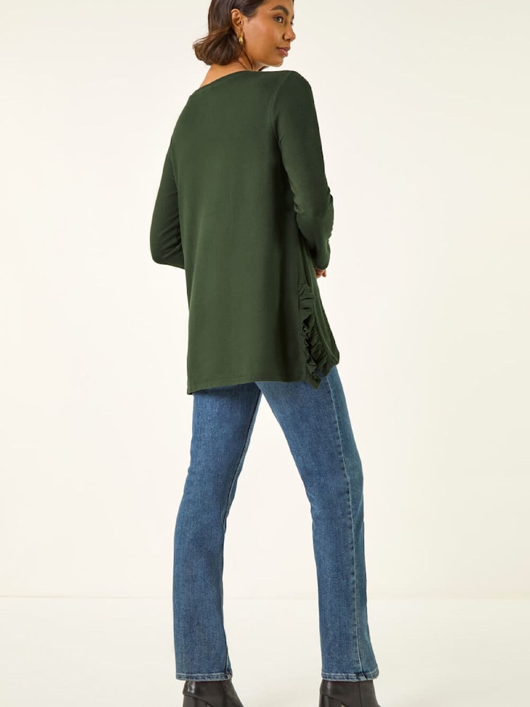 Roman Green Haze Soft Touch Side Ruffle Top - Image 2 of 5 Roman Green Haze Soft Touch Side Ruffle Top - Image 2 of 5