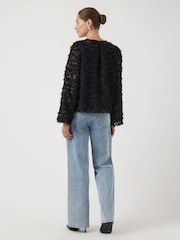 Y.A.S Texturerad Långärmad Svart Blus - Bild 2 av 5