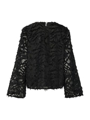 Y.A.S Textured Long Sleeve Black Blouse - Image 5 of 5