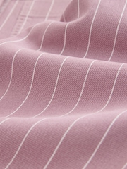 Pink Striped - Denim Funnel Neck Zip Through Drawstring Jacket - 9суретінің 8 суреті