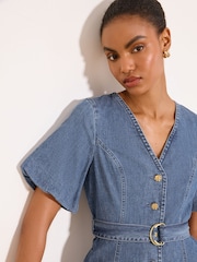 Lipsy Puff Sleeve Denim Mini Dress - Imagen 2 de 5