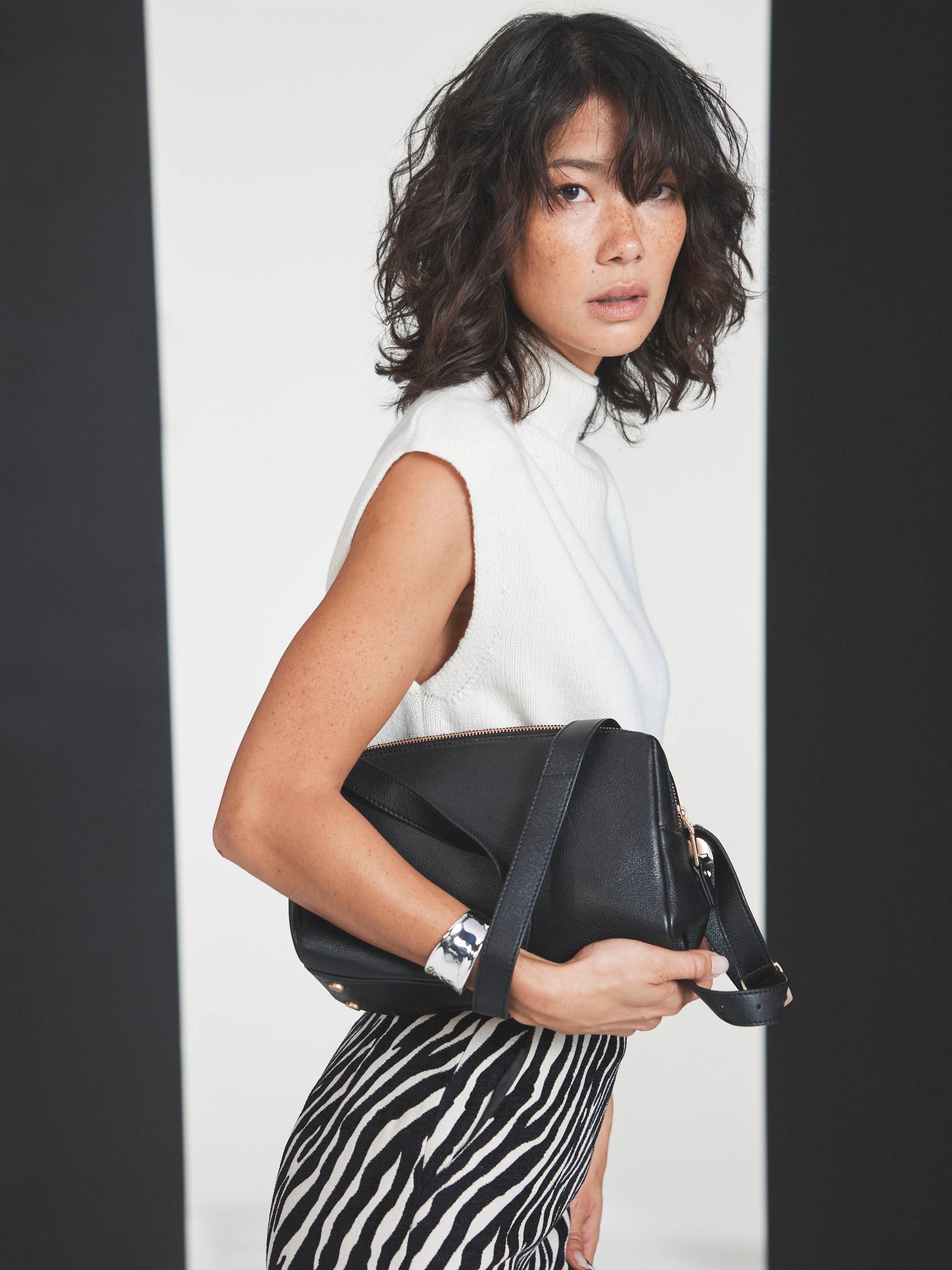 Buy Mint Velvet Black Safi Leather Shoulder Bag from Next Luxembourg