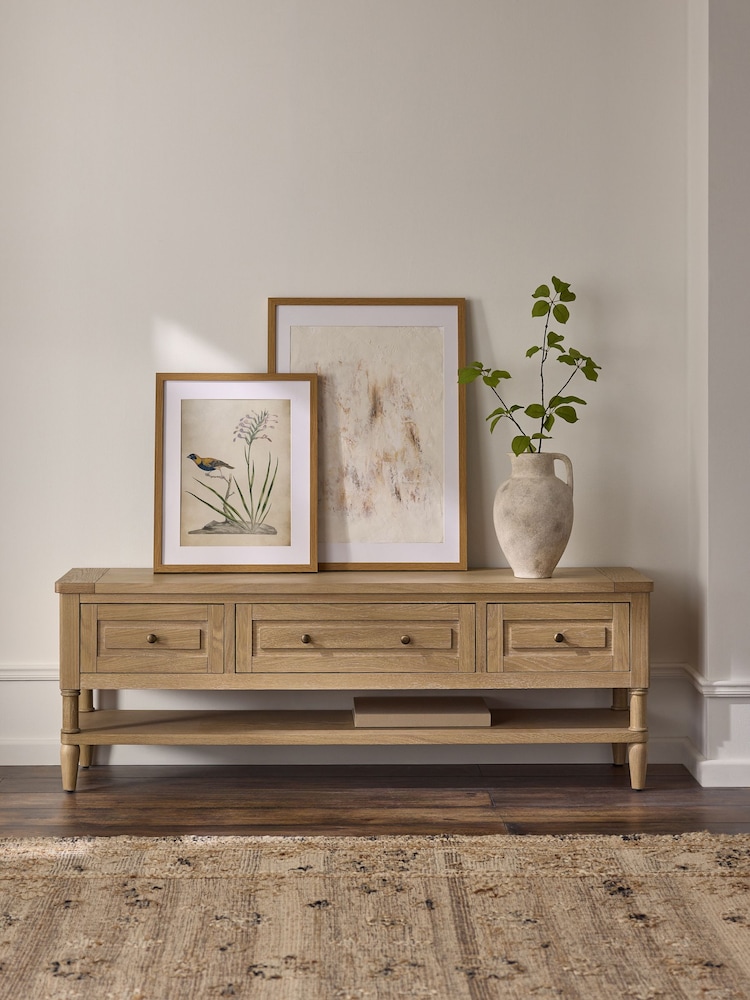 Mid Natural Moreton Oak Veneer TV Unit - Image 1 of 8 Mid Natural Moreton Oak Veneer TV Unit - Image 1 of 8
