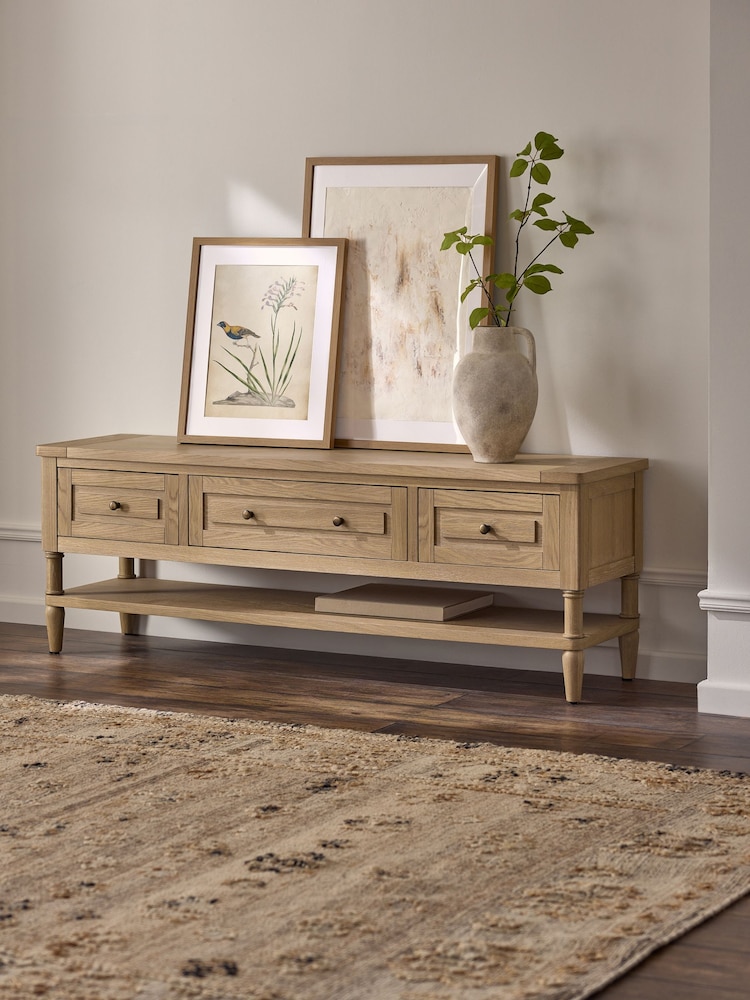 Mid Natural Moreton Oak Veneer TV Unit - Image 2 of 8 Mid Natural Moreton Oak Veneer TV Unit - Image 2 of 8