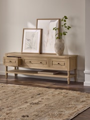 Mid Natural Moreton Oak Veneer TV Unit - Image 3 of 8