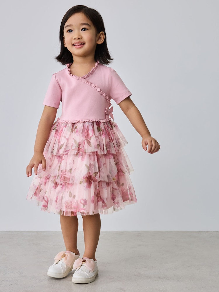 Baker by Ted Baker Ponte Wrap-Over Floral Mesh Tier Dress - Image 1 of 13 Baker by Ted Baker Ponte Wrap-Over Floral Mesh Tier Dress - Image 1 of 13