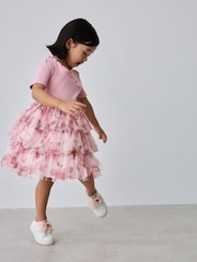 Baker by Ted Baker Ponte Wrap-Over Floral Mesh Tier Dress - Image 3 of 13