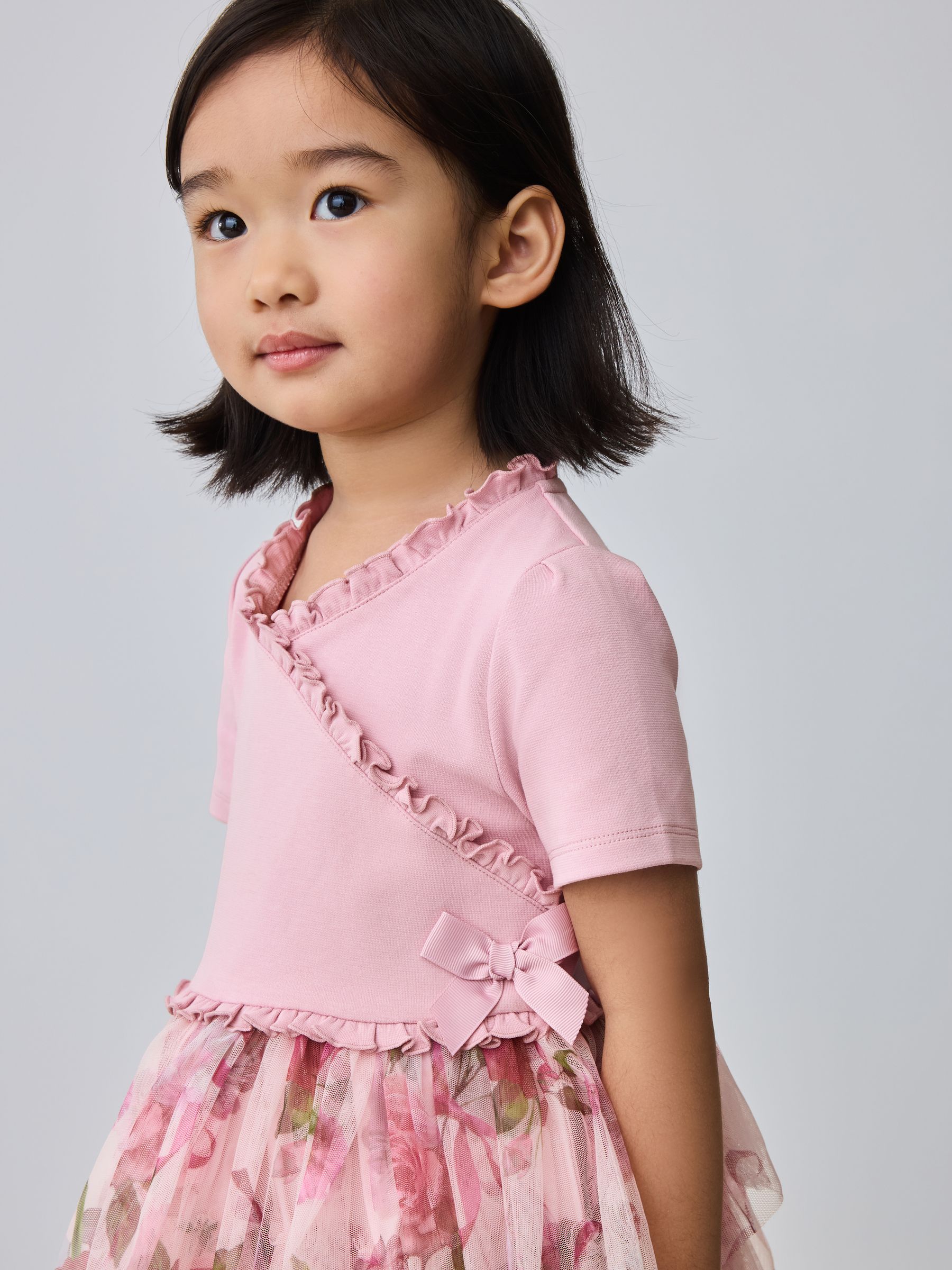 【美品】TED BAKER フローラルプリントメッシュミディドレス　L相当 Next：日本 Baker by Ted Baker ポンチ ラップオーバー フローラル