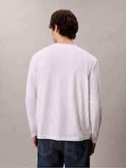 Calvin Klein White Long Sleeve Relaxed Logo Crew Neck T-Shirt - Image 2 of 6