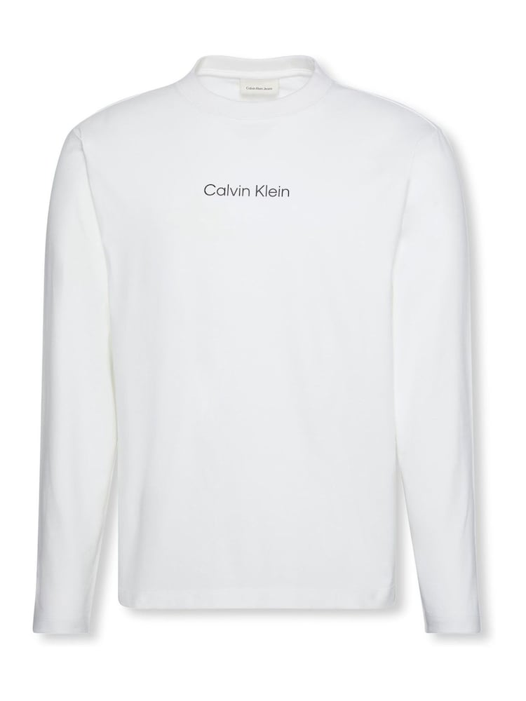 Calvin Klein White Long Sleeve Relaxed Logo Crew Neck T-Shirt - Image 6 of 6