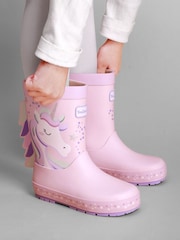 ToeZone Girls Pink Unicorn Waterproof Wellies - Image 7 of 8