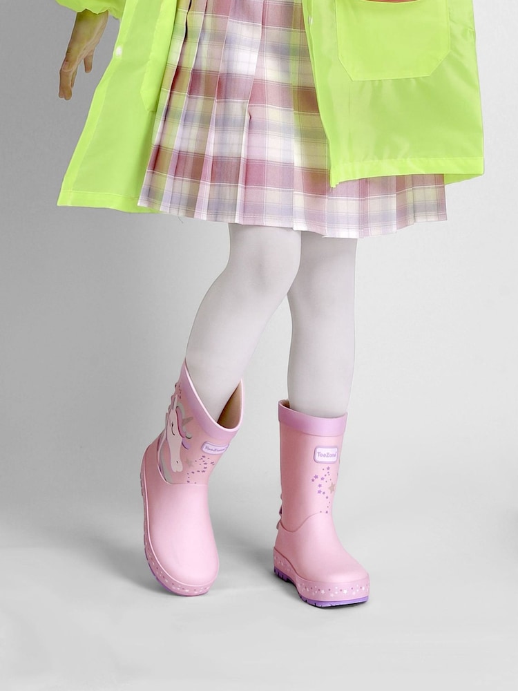 ToeZone Girls Pink Unicorn Waterproof Wellies - Image 8 of 8 ToeZone Girls Pink Unicorn Waterproof Wellies - Image 8 of 8