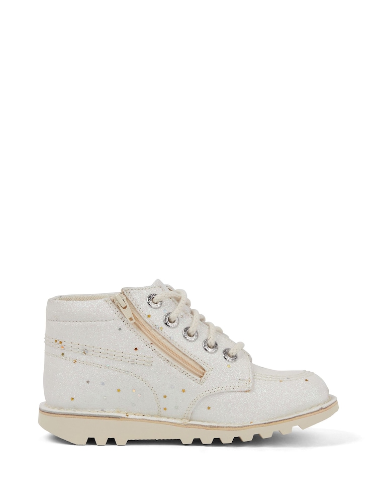 Kickers White Kick Hi Glitter Boots - Image 1 of 4 Kickers White Kick Hi Glitter Boots - Image 1 of 4