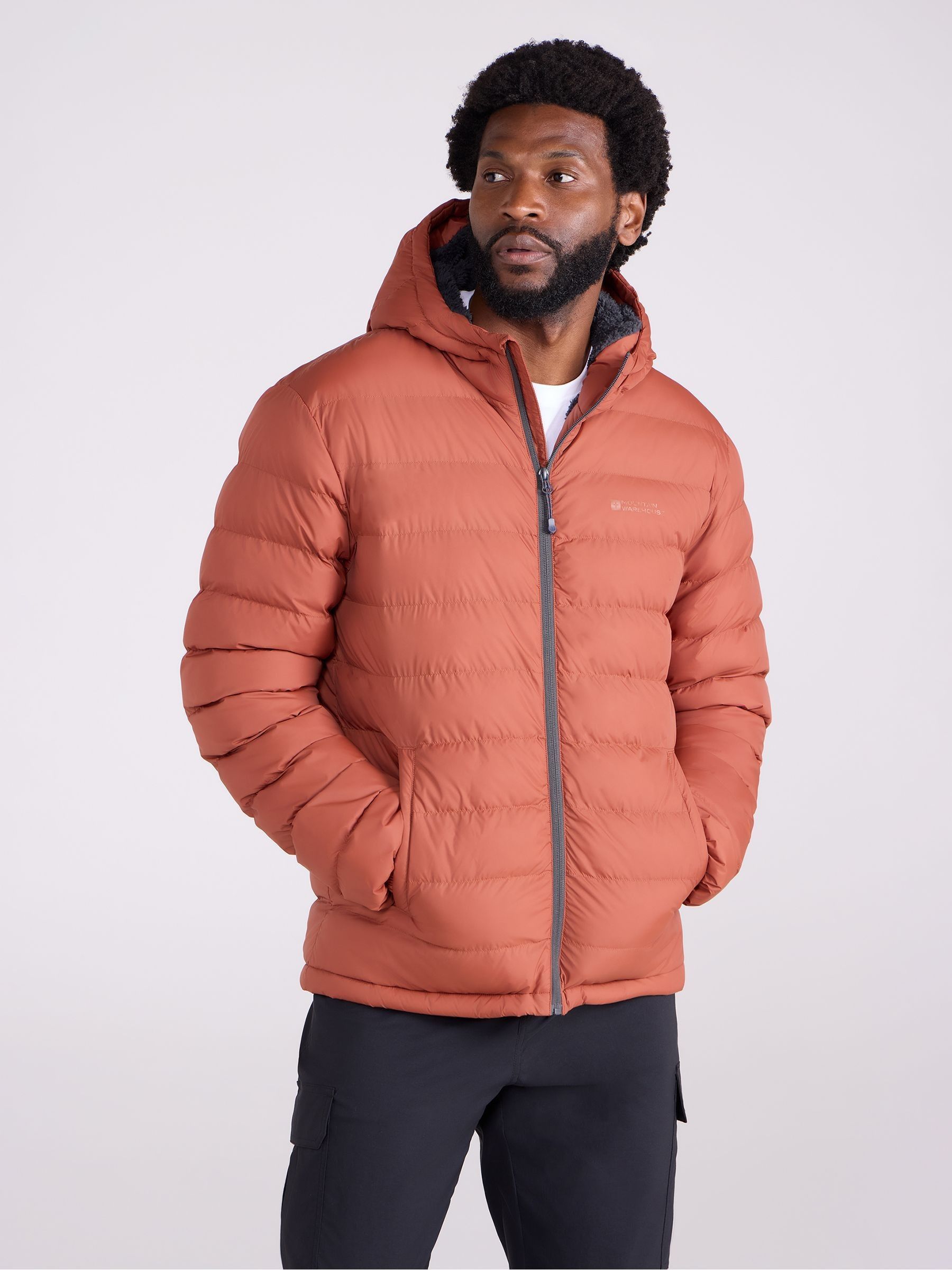 Mountain Warehouse Men's Orange Seasons Faux Fur Lined Padded Jacket - Image 3