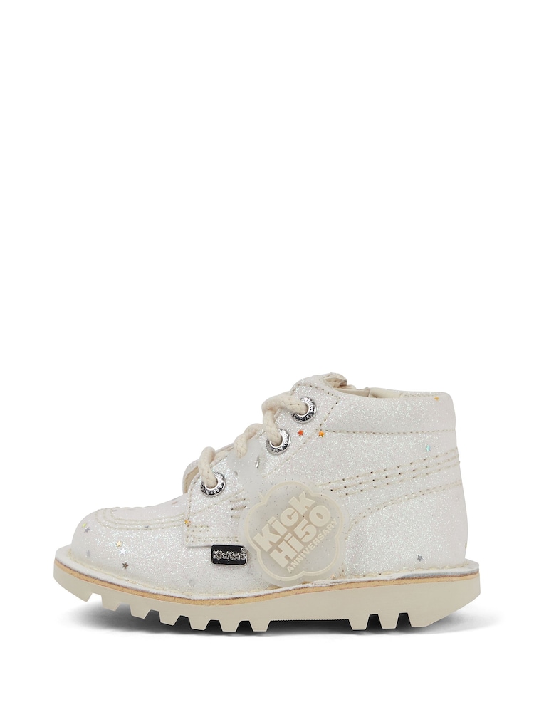 Kickers White Kick Hi Glitter Boots - Image 2 of 5 Kickers White Kick Hi Glitter Boots - Image 2 of 5