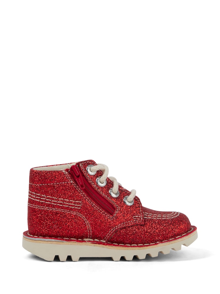 Kickers Red Kick Hi Glitter Boots - Image 1 of 5 Kickers Red Kick Hi Glitter Boots - Image 1 of 5