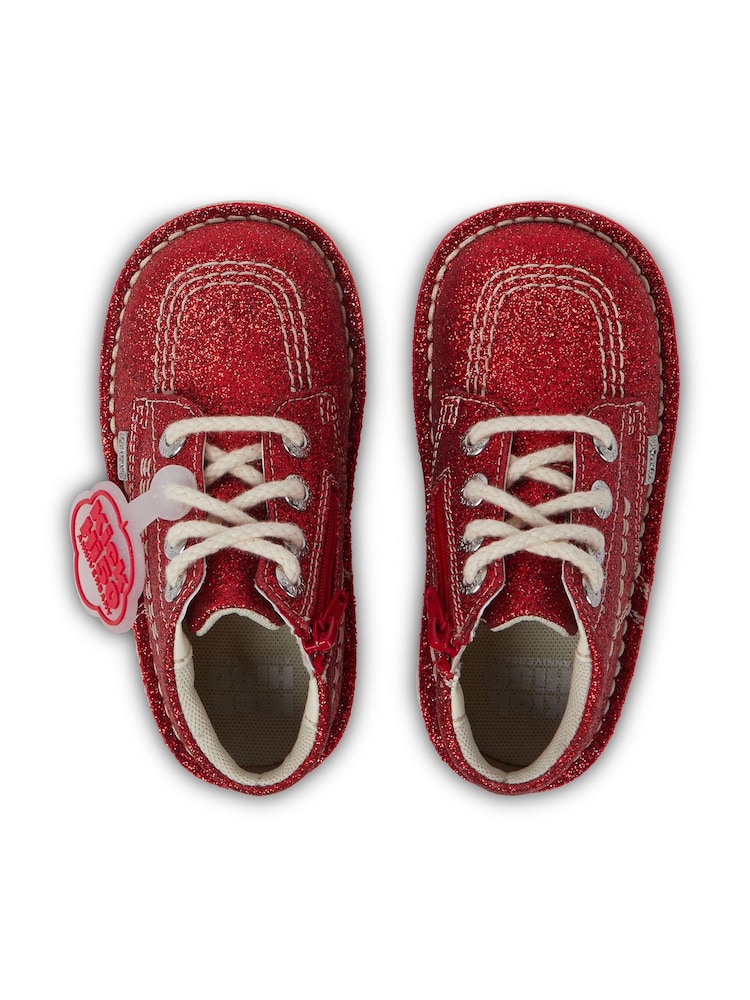 Kickers Red Kick Hi Glitter Boots - Image 2 of 5 Kickers Red Kick Hi Glitter Boots - Image 2 of 5