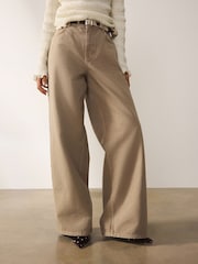 Neutral Belted Wide Leg Jeans - Image 3 of 7