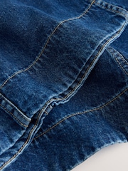 Denim albastru nuanţă închisă - Horsebit Detail Seamed Midi Skirt - Imaginea 9 din 9