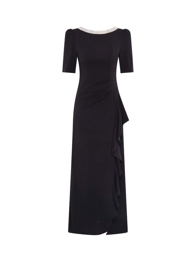 Gina Bacconi Paola Beaded Neck Maxi Black Dress - Image 6 of 6 Gina Bacconi Paola Beaded Neck Maxi Black Dress - Image 6 of 6