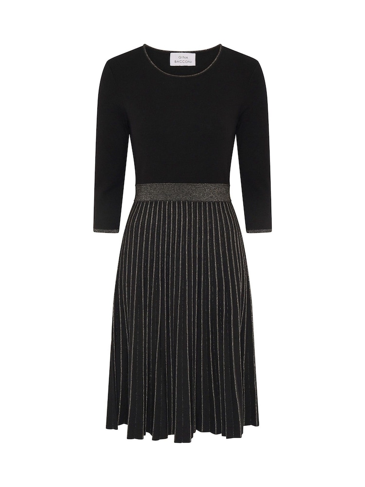Gina Bacconi Apple Pleated Midi Black Dress - Image 6 of 6 Gina Bacconi Apple Pleated Midi Black Dress - Image 6 of 6