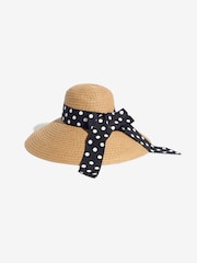 Natur-Polkadot - Lipsy Hut mit Schleife und Kuppel - Bild 1 von 3