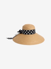 Natur-Polkadot - Lipsy Hut mit Schleife und Kuppel - Bild 2 von 3