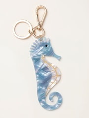 FatFace Pale Blue Seahorse Resin Bag Charm Keyring - Image 1 of 3