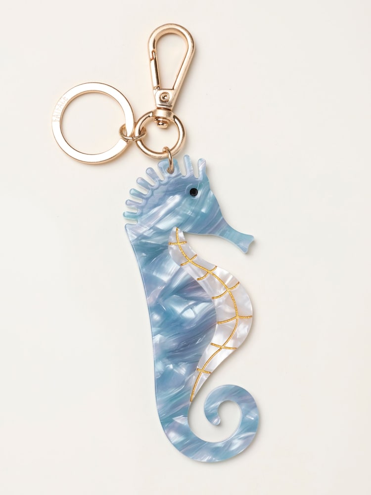 FatFace Pale Blue Seahorse Resin Bag Charm Keyring - Image 1 of 3