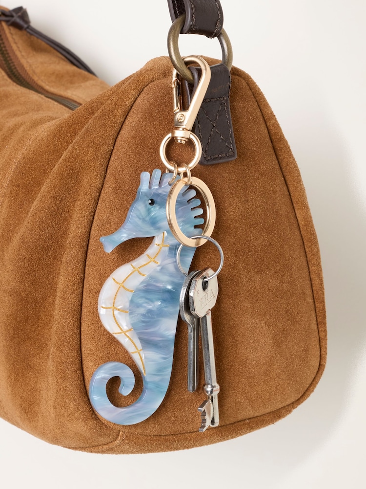 FatFace Pale Blue Seahorse Resin Bag Charm Keyring - Image 3 of 3
