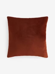 Orange 50 x 50cm Matte Velvet Contrast Pipe Cushion - Image 2 of 2
