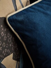 Navy 40 x 59cm Matte Velvet Contrast Pipe Cushion - Image 3 of 5