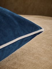 Navy 59 x 59cm Matte Velvet Contrast Pipe Cushion - Image 3 of 5